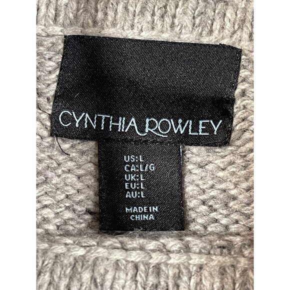 Cynthia Rowley Gray Wool Blend Chunky Cowl Neck Sweater SIZE-LARGE - Picture 2 of 7